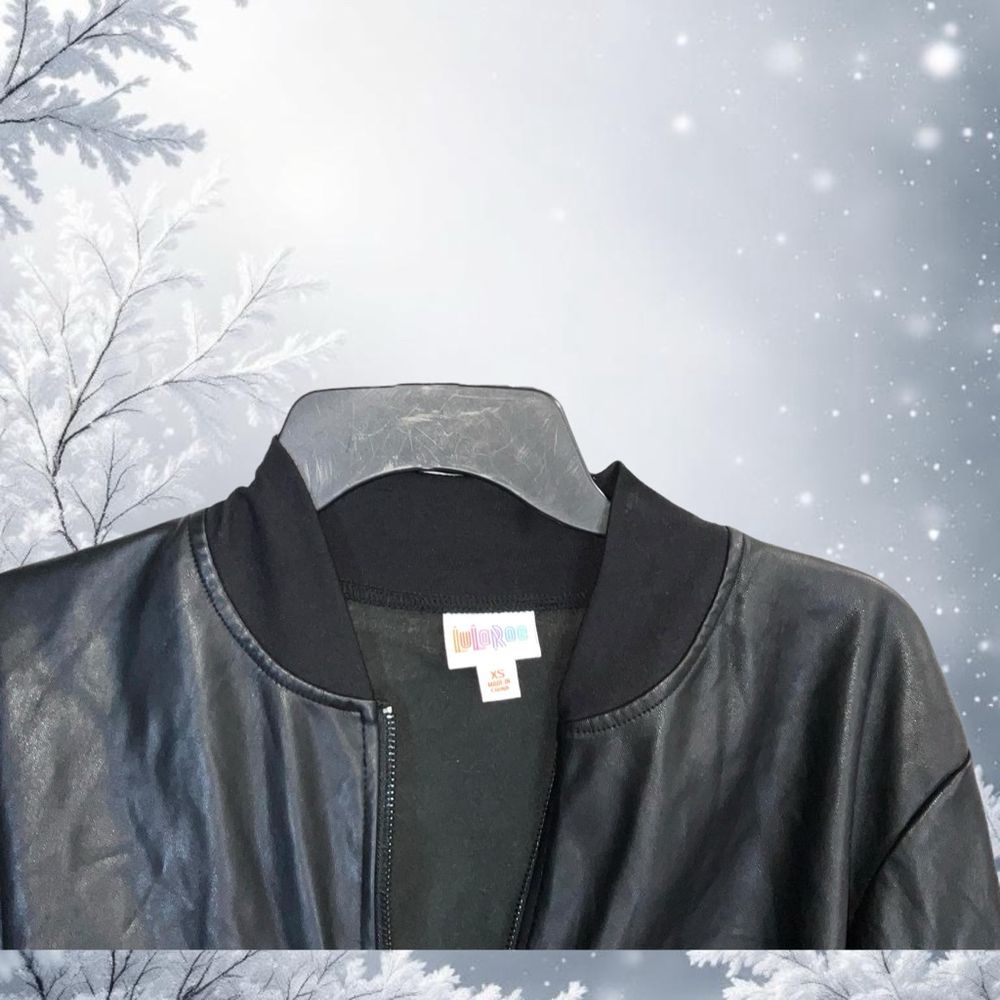 Lularoe Black Zip Lightweight Polyester Faux Leat… - image 2